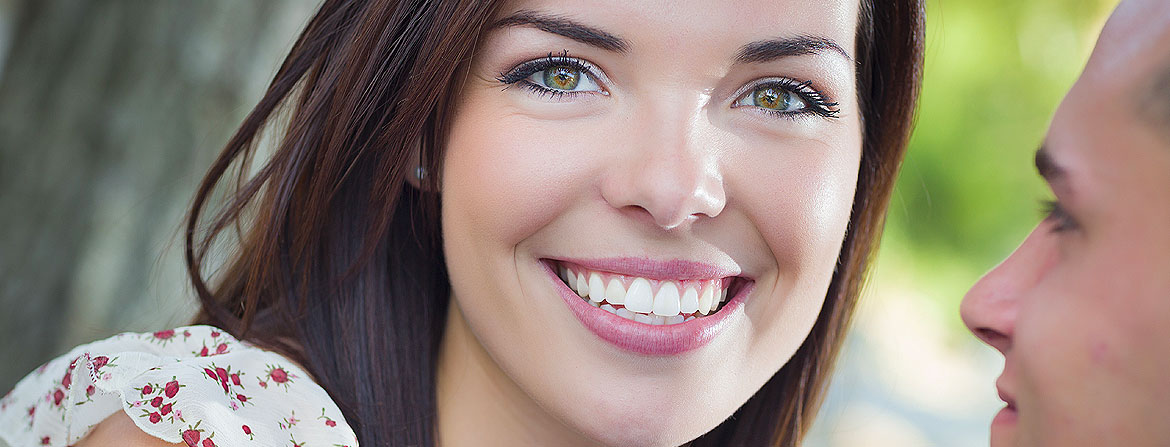 pretty girl smiling with man