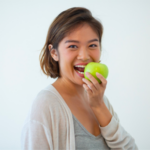 Women eating an apple